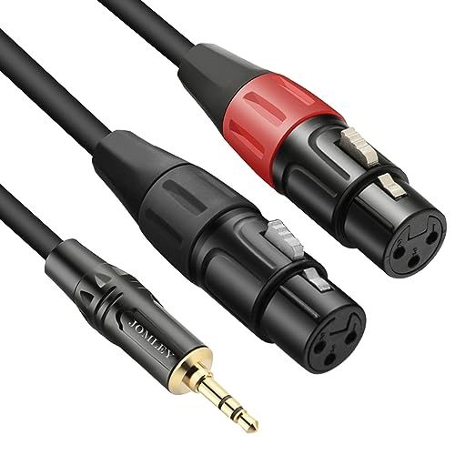 JOMLEY Dual XLR Female to 3.5mm Y-Splitter Cable 2 Meter Unbalanced Audio Mic Breakout Patch Cord for Stereo Aux Interconnect