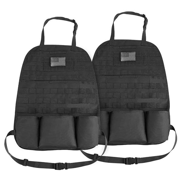JOYTUTUS Car Seat Back Organizer 2 Pack Universal Molle Tactical Vehicle Panel Cover Compatible with Wrangler SUV Truck Black