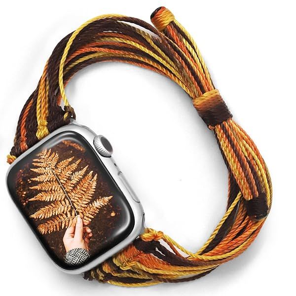 JR.DM Boho Watch Bands Compatible with Apple Watch 40mm 41mm 38mm 44mm 42mm 45mm 46mm Women, Boho Cute Handmade Friendship Bracelet String Art for