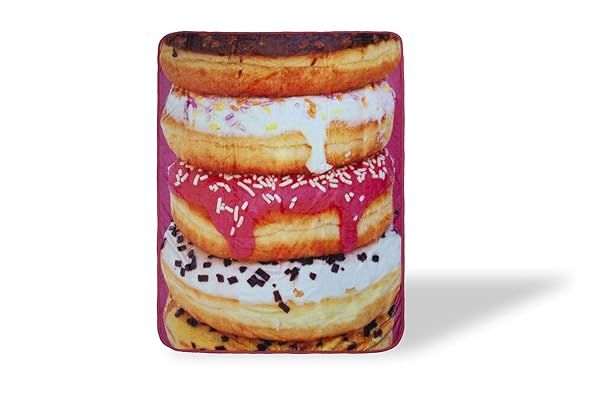 Just Funky Donuts Fleece Throw Blanket Large Soft Food Blanket Officially Licensed 60 x 45 Inches Cozy and Stylish for Home Decor