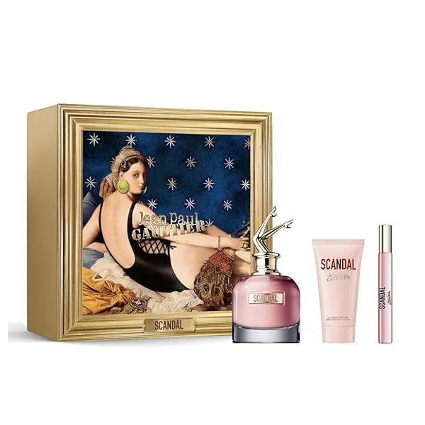 Jean Paul Gaultier Scandal Gift Set: EDP 2.7 oz, Body Lotion 2.5 oz & Mini Perfume 0.34 oz - Perfect Fragrance Gift!