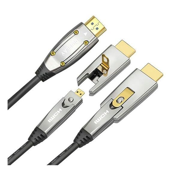 Jeirdus 33ft HDMI Fiber Optic Cable - 18Gbps 4K60Hz, Micro & Standard Connectors, Easy Routing