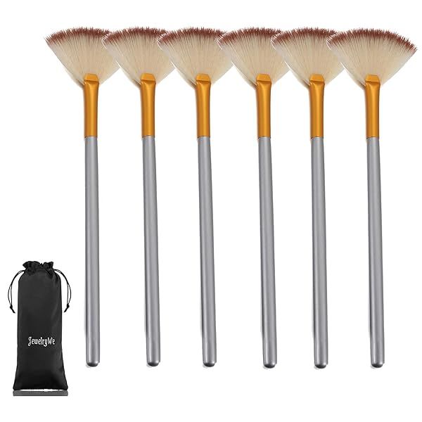 JewelryWe Fan Mask Brushes Acid Applicator for Glycolic Peel and Masques Pack of 6