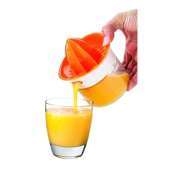 Joie Squeeze and Pour Citrus Juicer with Glass 13.5 Ounce Capacity Compact Design for Easy Juicing and Serving