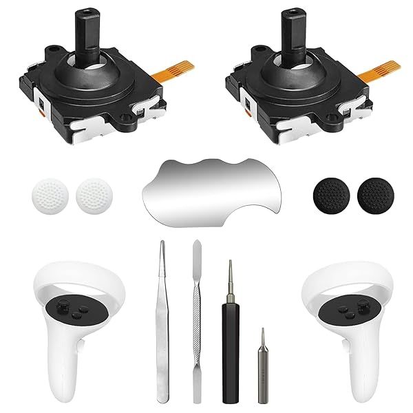 Joystick Replacement Kit for Oculus Quest 2 3 Controller, OLCLSS Repair Accessories for Meta Quest 2 3 Controller, Include 2 Joysticks, T5
