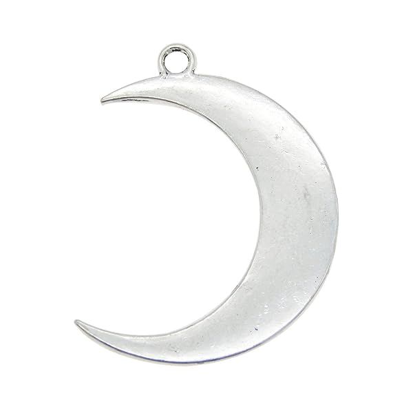Julie Wang 16pcs Silver Moon Crescent Pendant Charms for DIY Necklace Jewelry - 44x31mm