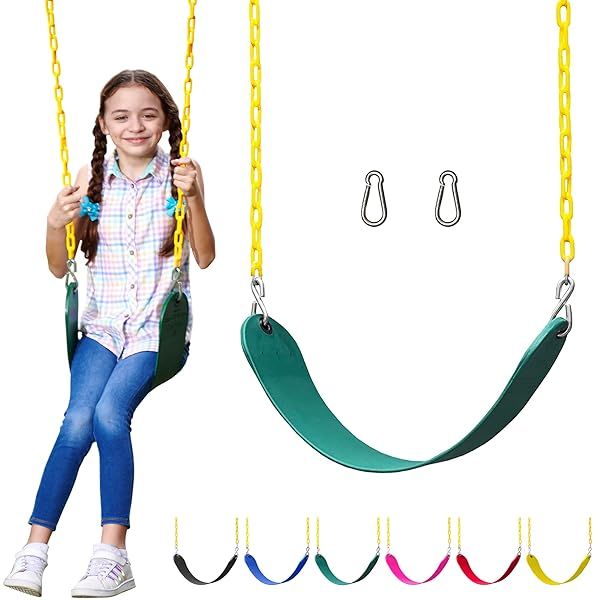 Jungle Gym Kingdom Swing Seat Replacement Kit - Heavy Duty Chains for Outdoor Swing Set - Kids Backyard Playground Accessory (Green)