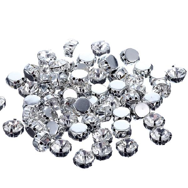 Jyukan 1440 Pcs Sew on Crystals Glass Rhinestones Silver Settings for Clothing and Wedding Dress 4mm Embellishments