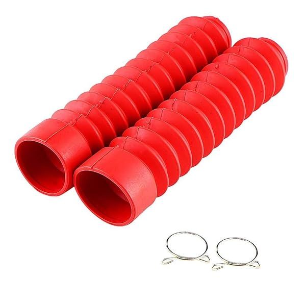 KIMISS 205x42mm Motorcycle Front Fork Cover Gaiters Boots Shock Damping Dust Cover Red for Enhanced Protection and Style