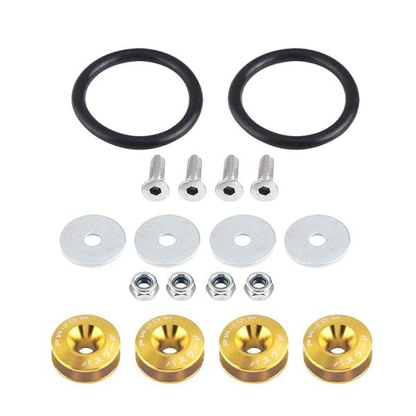 KIMISS Car Aluminium Alloy Bumper Holder Washer Bolt Engine Bay Dress Up Kit Quick Release Fastener Yellow