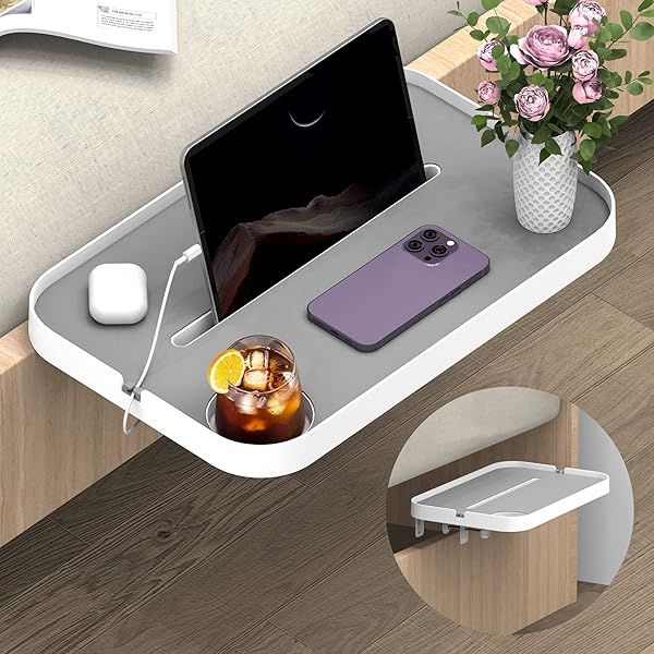 KIWIFOTOS Bedside Shelf Organizer, Clip On Nightstand Snack Organizer, 17