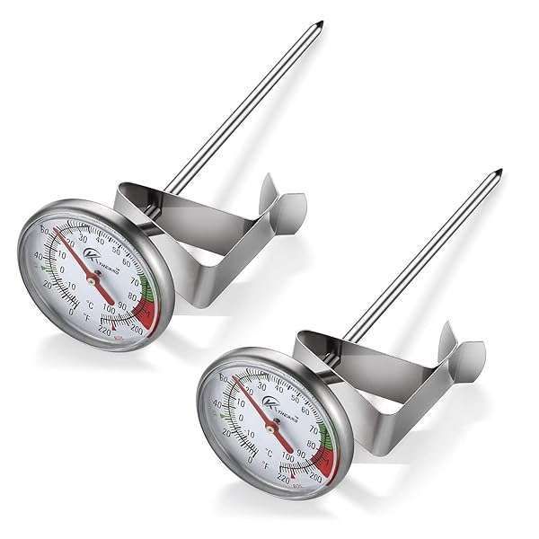 KT THERMO 2-Pack Instant Read Dial Thermometer: Perfect for Coffee, Chocolate Milk & Foam