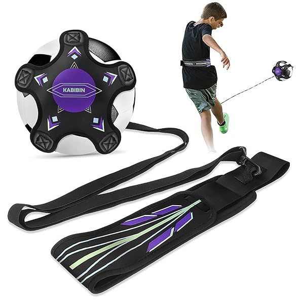 Enhance Skills with Kabibin Soccer Ball & Volleyball Training Equipment - Solo Kick Trainer for Kids & Adults (Purple)