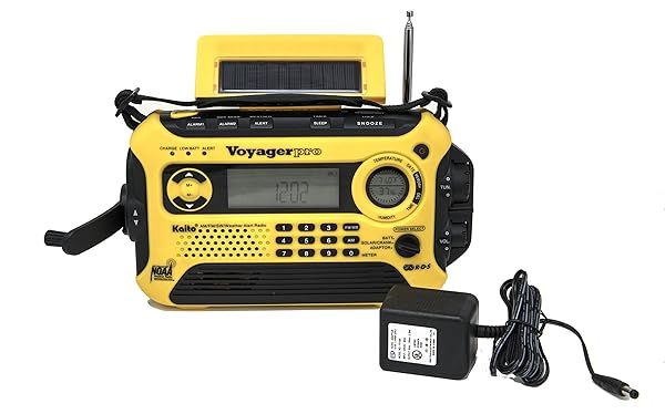 Kaito Voyager Pro KA600 Solar Dynamo Emergency Radio with Smartphone Charger and NOAA Alert Yellow