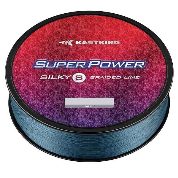 KastKing Superpower Silky8 Braided Fishing Line - 65LB, 300Yds, Gray, 8 Strand for Ultimate Strength & Performance