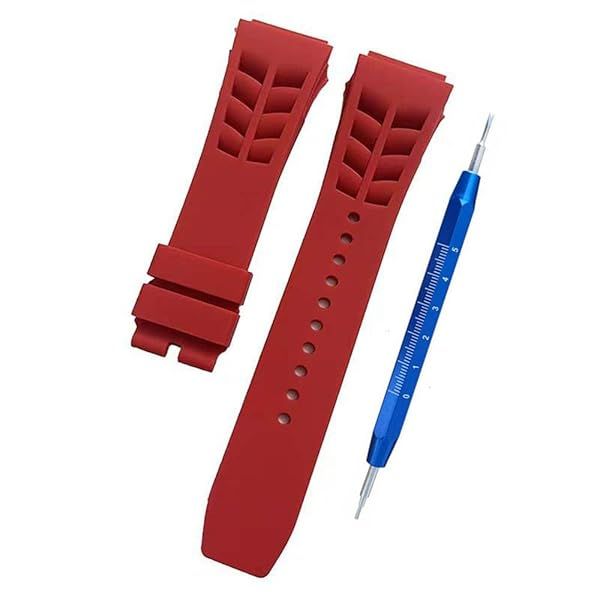 Kevisae Rubber Silicone Watch Band Compatible with 25mm Richard Mille Black Orange Red Watch Strap- 25 * 20mm Richard Mille Rubber Watch Band Strap