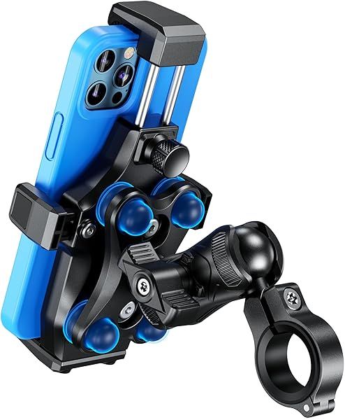 Kewig Motorcycle Phone Mount- [Vibration Dampener] [High-Speed Secure Lock] Motorcycle Cell Phone Holder, Bike Phone Handlebar Mount for 4.7-7.2