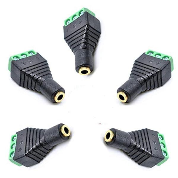 Buy Kework 3.5mm 3 Pole Female Jack to 3-Screw Green Terminal Audio Adapter - Fast Shipping!