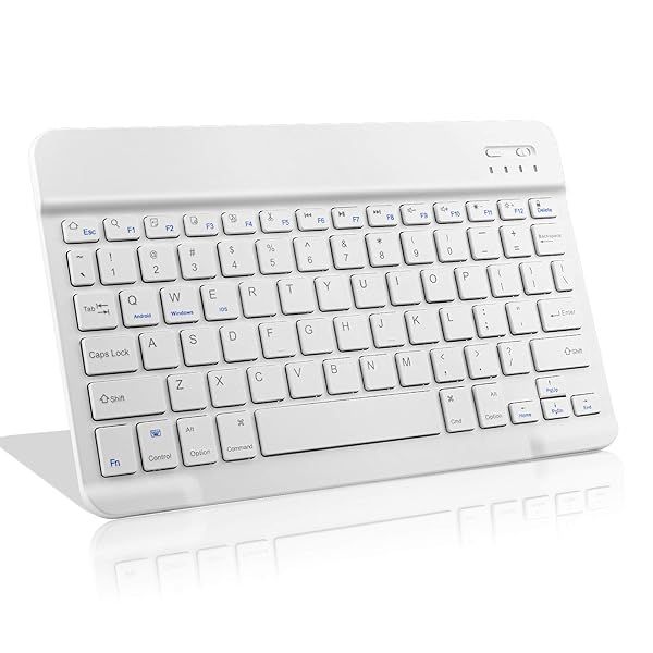 Universal Slim Portable Bluetooth Keyboard for Samsung Tablet Compatible with Galaxy Tab and Other Android Devices White