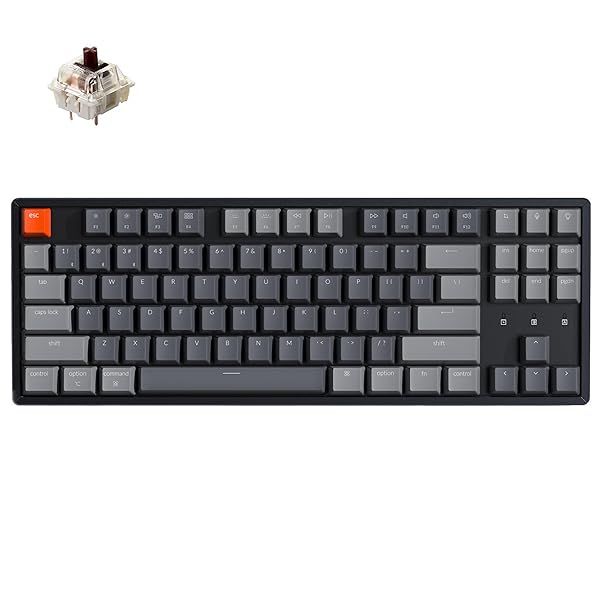 Keychron K8 Wireless Mechanical Keyboard: 87 Keys TKL, RGB Backlight, Gateron Brown Switch, USB-C for Mac & Windows