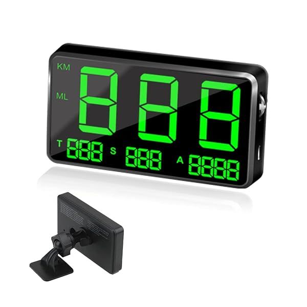 KingNeed Universal GPS Head-Up Display: Digital Speedometer & Odometer with Over Speed Alarm for All Vehicles (C80-1)