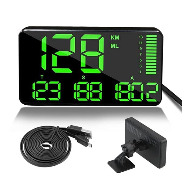 KingNeed Universal GPS Head-Up Display: Digital Speedometer & Odometer with Over Speed Alarm for All Vehicles (C60/C60S/C80/C90)