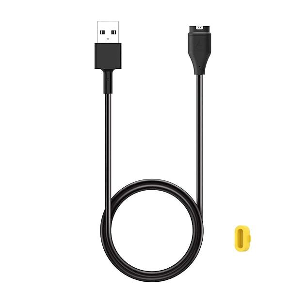 Kissmart Charger for Garmin Vivoactive 6 5 4 4S 3 Replacement Cable with Yellow Silicone Dust Plug for Smart Watch