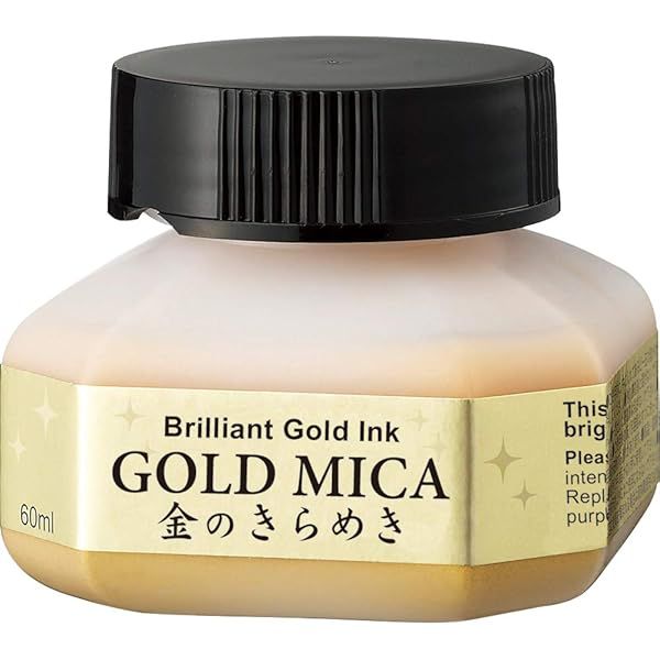 Kuretake Gold MICA Ink 60ml - Non-Toxic Metallic Paint for Dip Pens & Brushes | Ideal for Illustration, Lettering & Drawing
