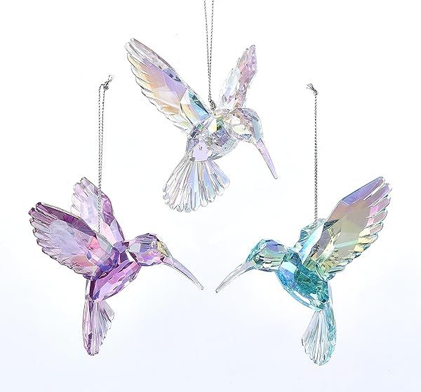 Shop Kurt Adler T2031 Iridescent Hummingbird Ornaments - Purple, Blue & Clear - Perfect for Christmas Decor!