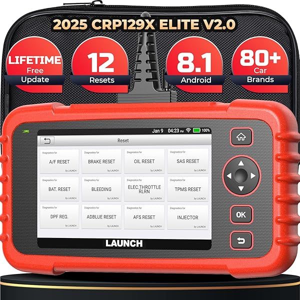 LAUNCH OBD2 Scanner 2025 CRP129X Elite V2.0 12 Resets Scan Tool Android 8.1 AutoVIN 4 System Diagnostic Lifetime Update 5 Years Backup