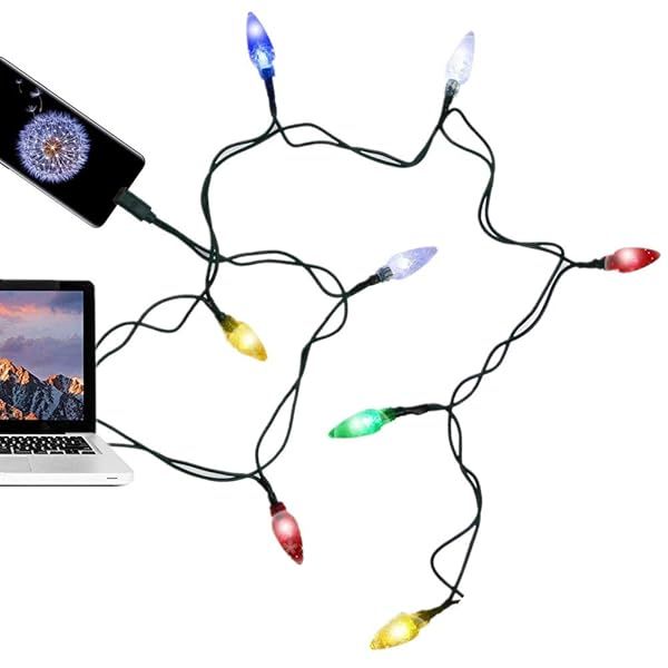 LED Christmas Lights with Type C Cable - 50Inch 10LED Multicolor for Samsung Galaxy, Moto Z, LG G8 & More
