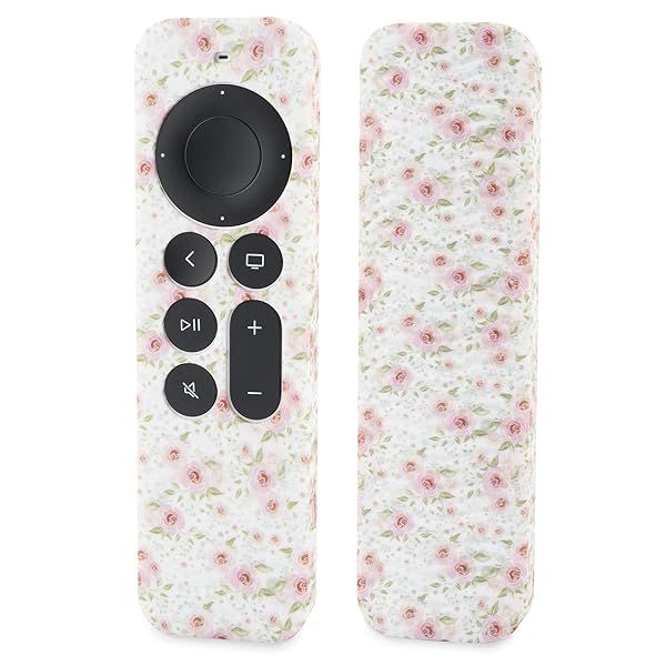 LEFXMOPHY Case for Apple TV Cover Siri Remote 2023 2021 2022 2024, 4K HD Controller 2nd 3rd Gen, Flower Silicone Sleeve with Lanyard