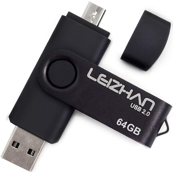 LEIZHAN 64GB Micro USB Flash Drive Dual Drive for Android Phones Samsung Xiaomi LG Sony OnePlus HTC Meizu Black