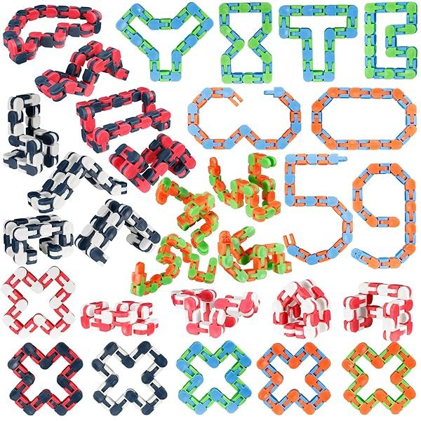 LENDOD 30 Pack Wacky Tracks Fidget Toys for Stress Relief and Party Supplies Finger Sensory Toys and Snake Puzzles