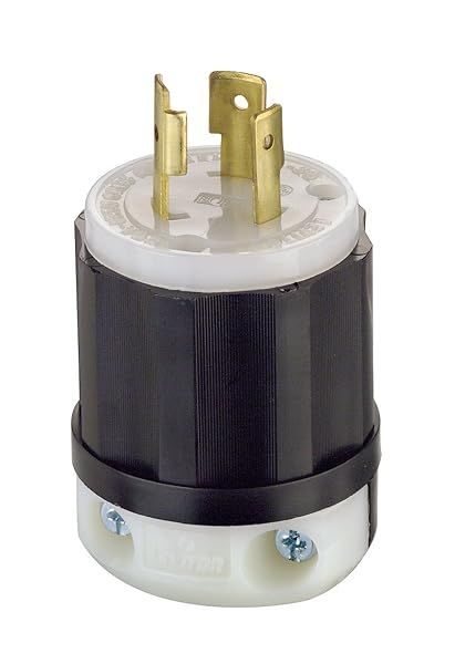 Leviton 20 Amp Locking Plug 125 Volt - Extra Heavy Duty Industrial Grade Black & White 2311