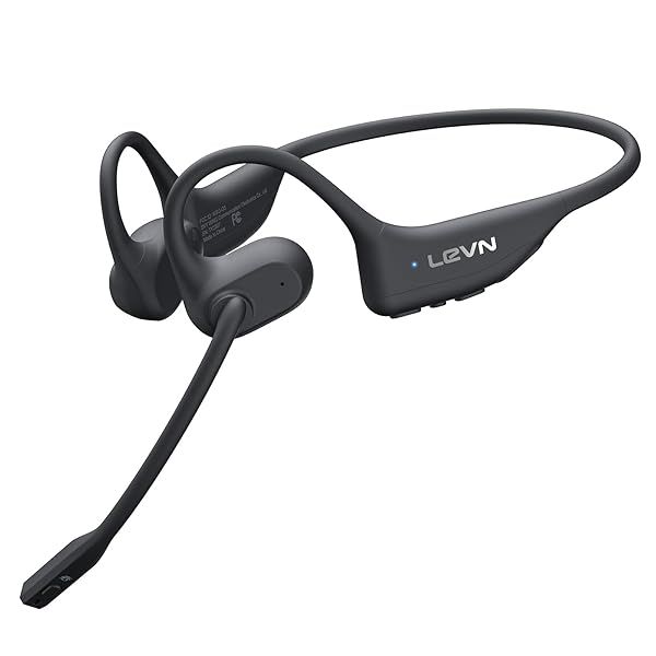 LEVN Open Ear Bluetooth Headphones with Mic AI Noise Cancelling Multipoint Connect Sweatproof for Work Driving Running Workouts