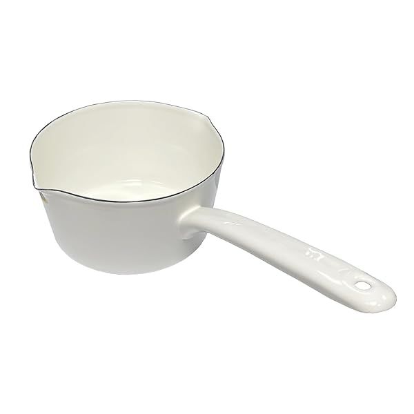 LIFTATAPA Enamel Milk Pan 1.2L Mini Butter Warmer Nonstick Saucepan with Pour Spout for Induction Electric Gas Stoves