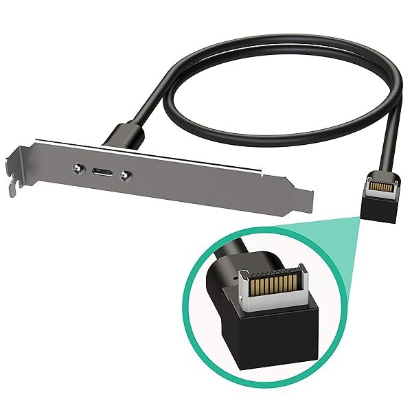 LINKUP USB 3.2 Gen 2x2 20Gbps USB-C Internal Panel Cable - 60cm Right Angle Adapter for Motherboard Header