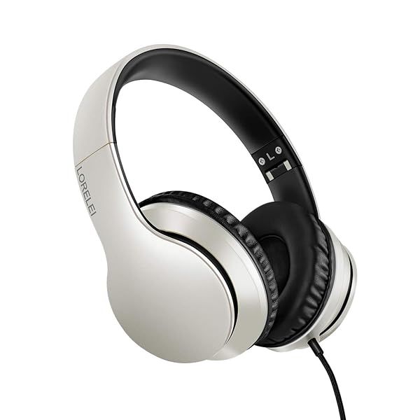 LORELEI X6 Lightweight Over-Ear Headphones with Microphone Portable Stereo Bass Wired for Smartphone Tablet MP3 4