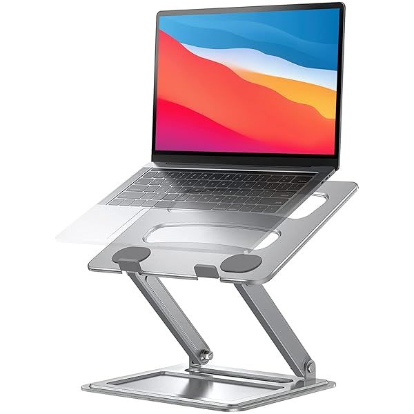 LORYERGO Adjustable Laptop Stand Foldable Riser for 17.3inch Laptops Portable Ergonomic Desk Stand Holds Up to 17.6lbs Silver