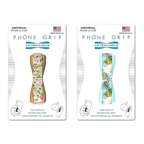 LOVEHANDLE Universal Phone Grip - Pineapple Flower Design, Pack of 2 for Smartphones & Mini Tablets