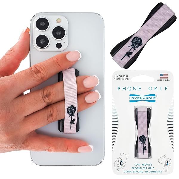 LOVEHANDLE Universal Phone Grip Black Rose Design for Smartphones Mini Tablets and Cases LH-01-BlackRose
