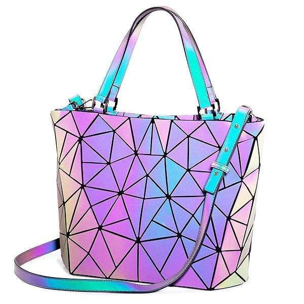 LOVEVOOK Holographic Crossbody Bag: Stylish Geometric Luminous Purses for Women