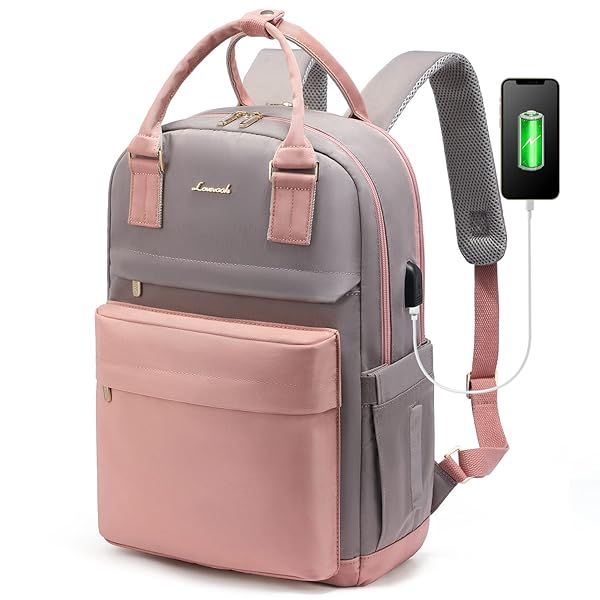 LOVEVOOK 15.6 Inch Laptop Backpack for Women Stylish Waterproof Travel Bag with USB Port Ideal for College School Work
