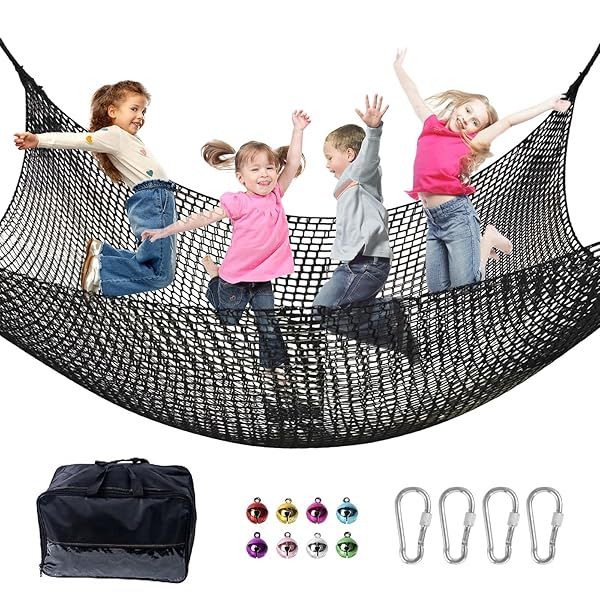 LPIW Climbing Net for Kids 9.9FT Heavy Duty Playground Safety Net for Tree House Jungle Gyms and Monkey Bars Black