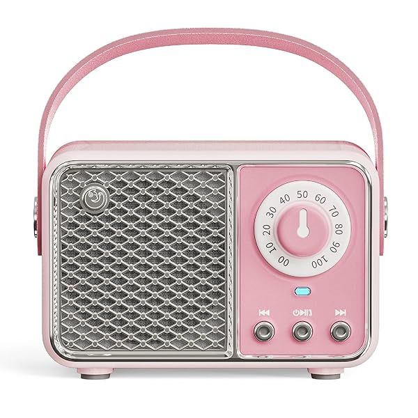 LUKADER Retro Bluetooth Speaker Vintage Decor Wireless Portable Mini Stylish Speaker for Home Office Party Outdoor Gift Pink