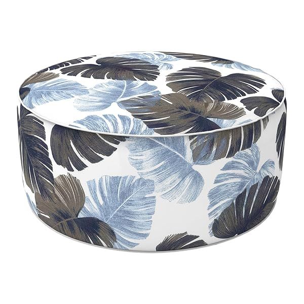 LVTXIII Inflatable Ottoman All Weather Round Footrest Stool 21 Inch Portable for Patio Garden Camping or Home Big Leaves