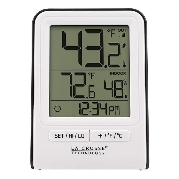 La Crosse Technology Wireless Indoor Outdoor Temperature Monitor with Humidity Records and 330 Foot Transmission Range