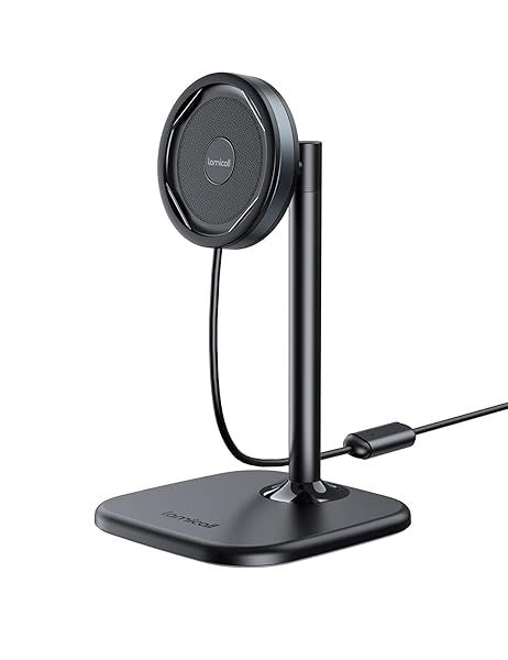 Lamicall All Lock Desktop Magnetic Wireless Charging Phone Mount for iPhone and Universal Phone Snap Adaptor Compatibility