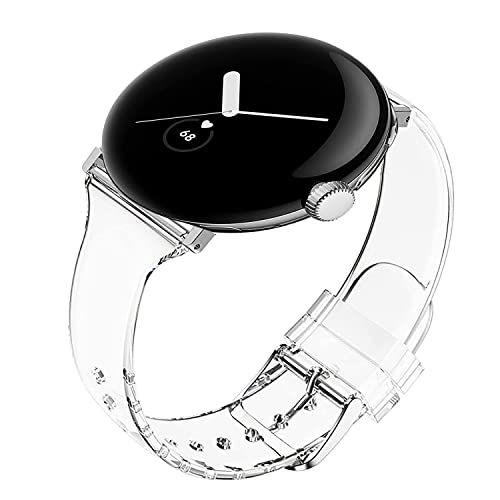 Lamshaw Compatible Pixel Watch 3 41mm Band, Soft Silicone Glitter Clear Sport Replacement Straps